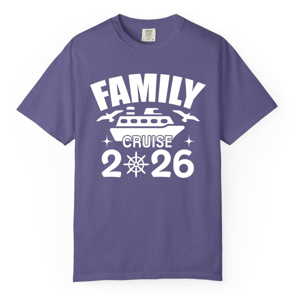 Family Cruise 2026 Shirt - Matching Cruise Vacation Shirt for Families (Comfort Color) in Grape - Family Cruise 2026 Matching Nautical Ship Shirt for Group Trips