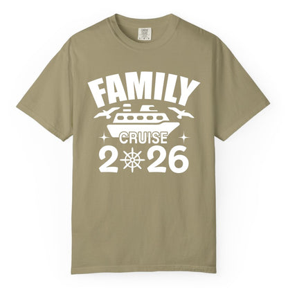 Family Cruise 2026 Shirt - Matching Cruise Vacation Shirt for Families (Comfort Color) in Khaki - Family Cruise 2026 Matching Nautical Ship Shirt for Group Trips