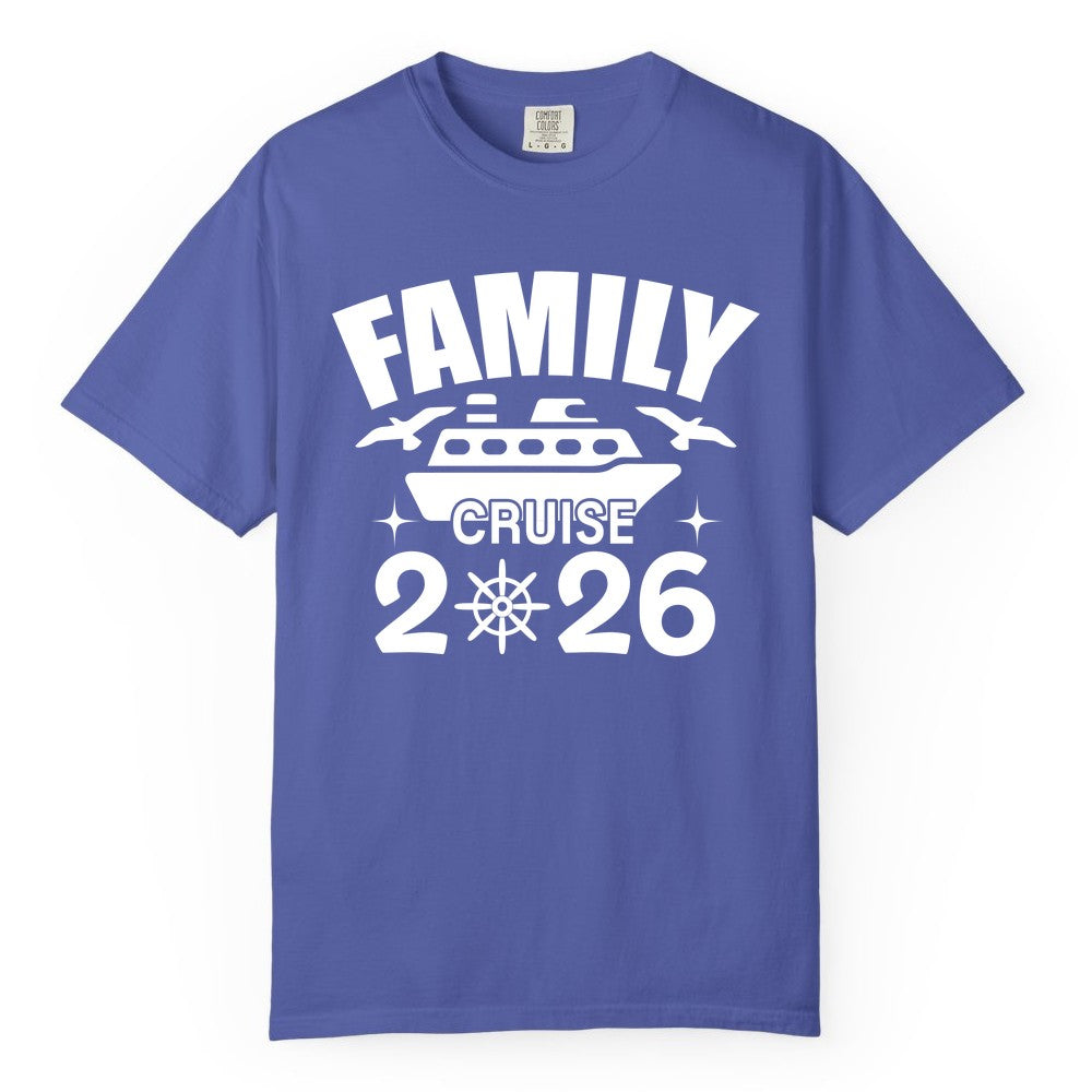 Family Cruise 2026 Shirt - Matching Cruise Vacation Shirt for Families (Comfort Color) in Periwinkle - Family Cruise 2026 Matching Nautical Ship Shirt for Group Trips