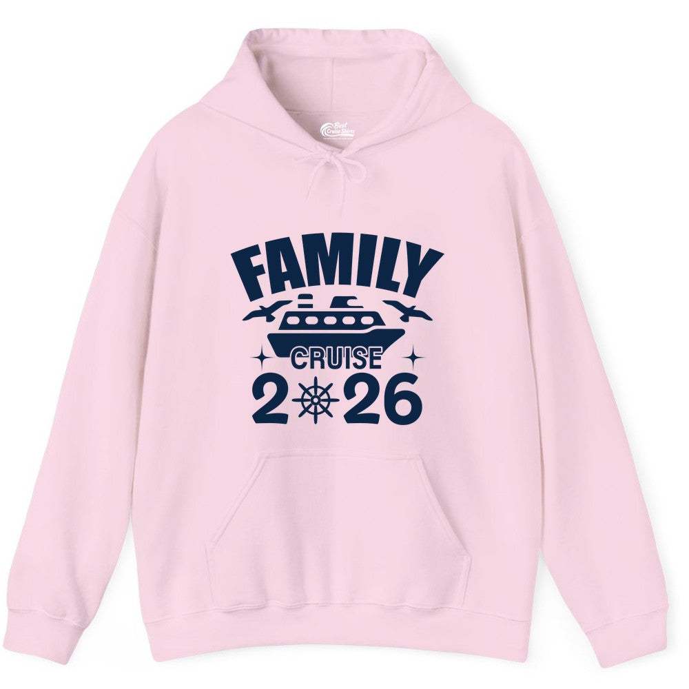 Family Cruise 2026 Shirt - Matching Cruise Vacation Shirt for Families (Hoodie) in Light Pink - Family Cruise 2026 Matching Nautical Ship Shirt for Group Trips