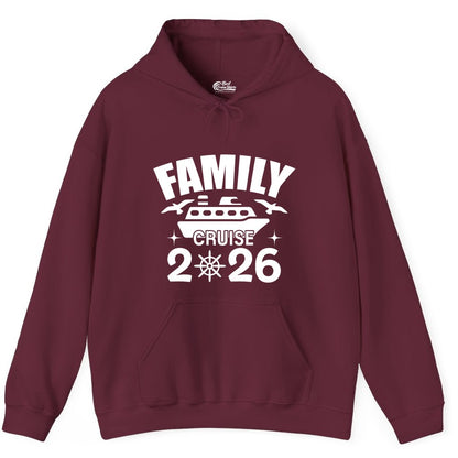 Family Cruise 2026 Shirt - Matching Cruise Vacation Shirt for Families (Hoodie) in Maroon - Family Cruise 2026 Matching Nautical Ship Shirt for Group Trips