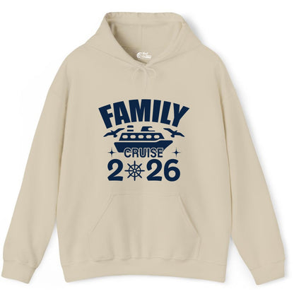 Family Cruise 2026 Shirt - Matching Cruise Vacation Shirt for Families (Hoodie) in Sand - Family Cruise 2026 Matching Nautical Ship Shirt for Group Trips