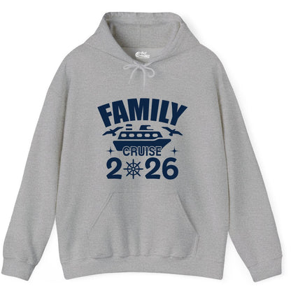 Family Cruise 2026 Shirt - Matching Cruise Vacation Shirt for Families (Hoodie) in Sport Grey - Family Cruise 2026 Matching Nautical Ship Shirt for Group Trips