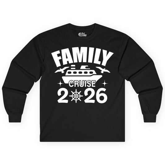Family Cruise 2026 Shirt - Matching Cruise Vacation Shirt for Families (Long Sleeve) in Black - Family Cruise 2026 Matching Nautical Ship Shirt for Group Trips
