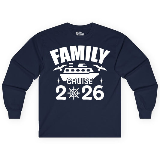 Family Cruise 2026 Shirt - Matching Cruise Vacation Shirt for Families (Long Sleeve) in Navy - Family Cruise 2026 Matching Nautical Ship Shirt for Group Trips