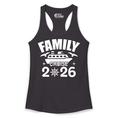 Family Cruise 2026 Shirt - Matching Cruise Vacation Shirt for Families (Ladies Tank) in Black - Family Cruise 2026 Matching Nautical Ship Shirt for Group Trips