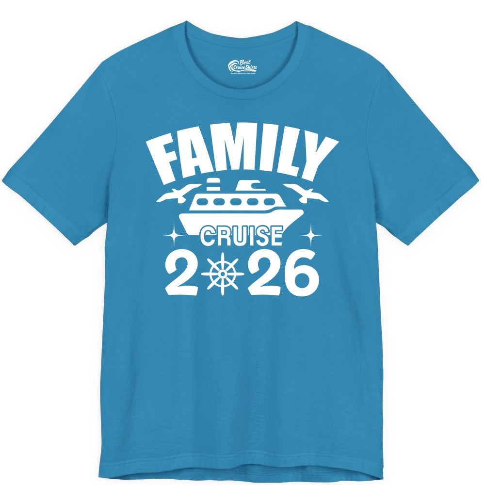 Family Cruise 2026 Shirt - Matching Cruise Vacation Shirt for Families (Premium Tee) in Aqua - Family Cruise 2026 Matching Nautical Ship Shirt for Group Trips