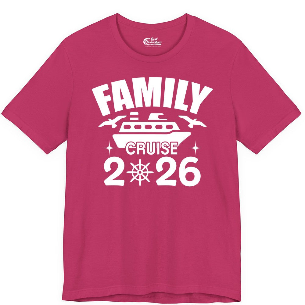 Family Cruise 2026 Shirt - Matching Cruise Vacation Shirt for Families (Premium Tee) in Berry - Family Cruise 2026 Matching Nautical Ship Shirt for Group Trips