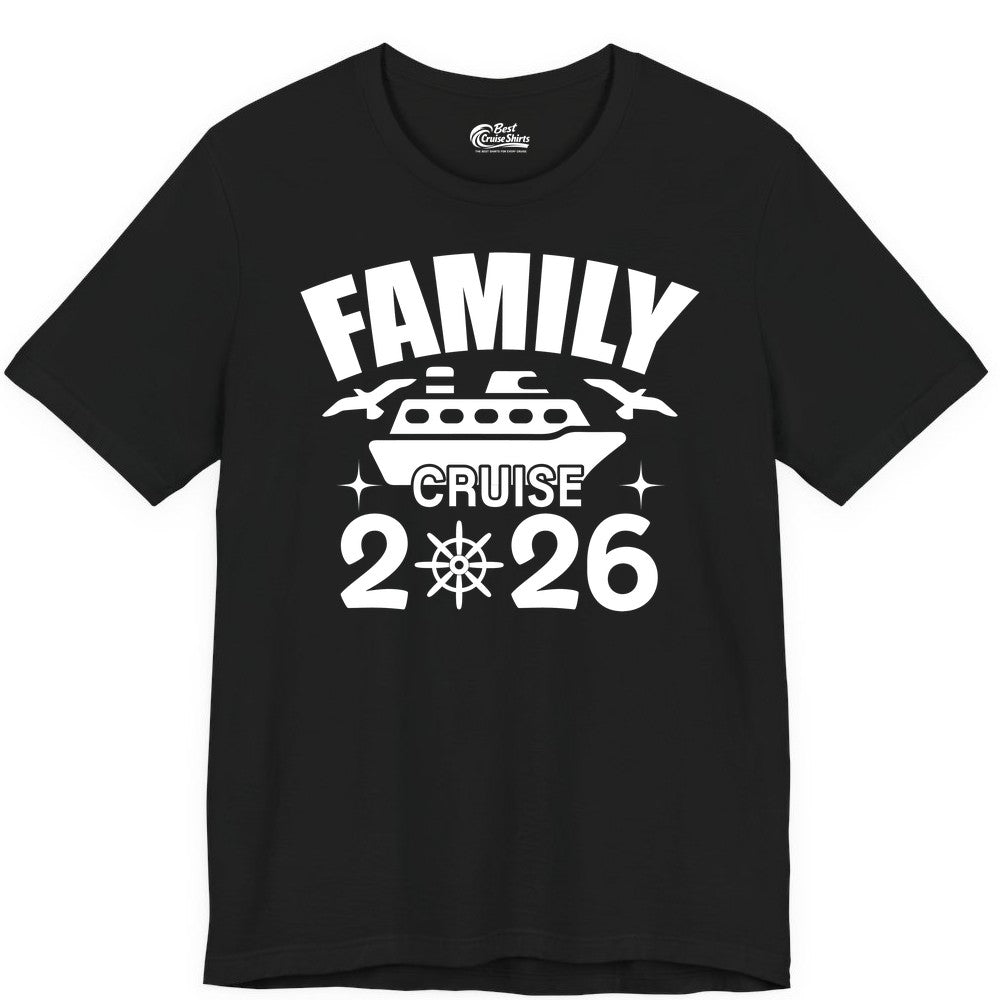Family Cruise 2026 Shirt - Matching Cruise Vacation Shirt for Families (Premium Tee) in Black - Family Cruise 2026 Matching Nautical Ship Shirt for Group Trips