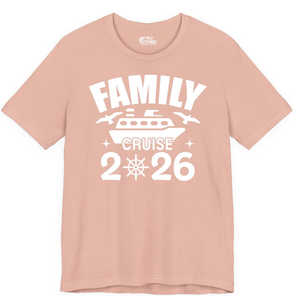 Family Cruise 2026 Shirt - Matching Cruise Vacation Shirt for Families (Premium Tee) in Peach - Family Cruise 2026 Matching Nautical Ship Shirt for Group Trips