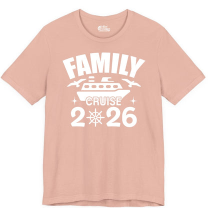 Family Cruise 2026 Shirt - Matching Cruise Vacation Shirt for Families (Premium Tee) in Peach - Family Cruise 2026 Matching Nautical Ship Shirt for Group Trips