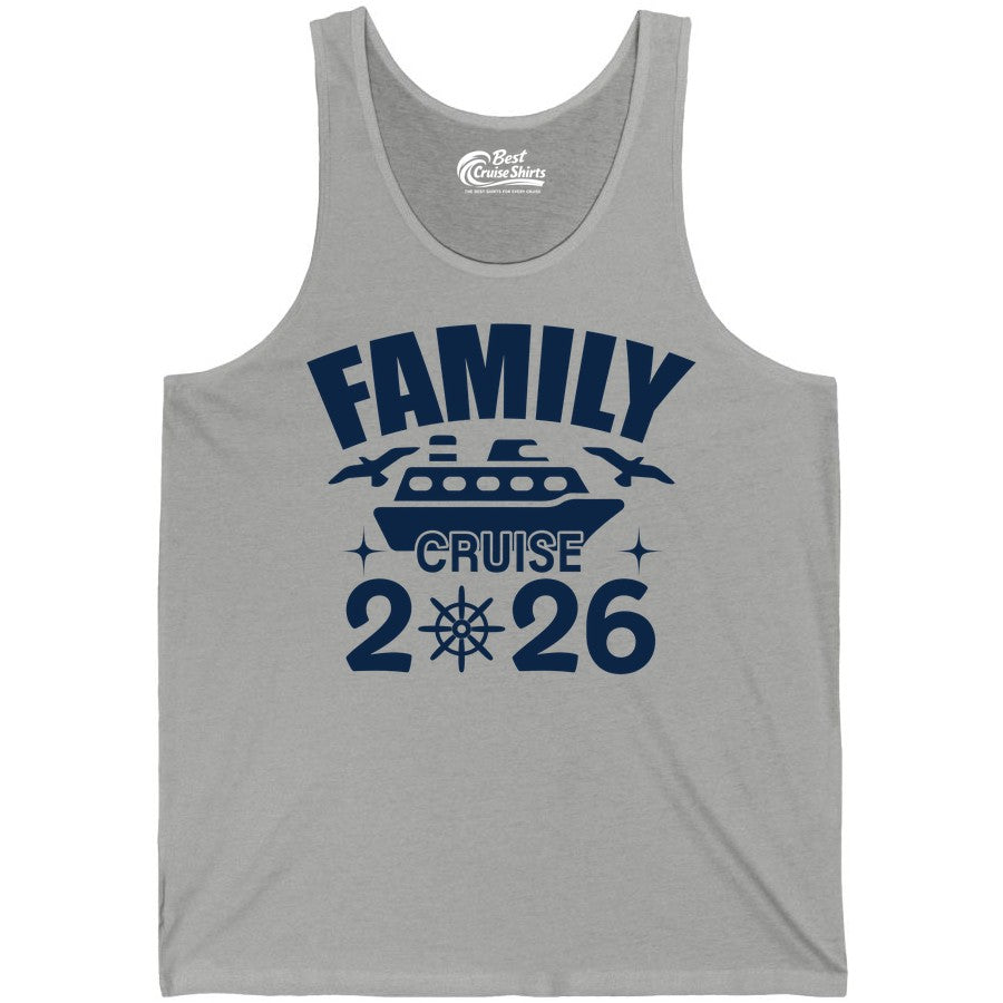 Family Cruise 2026 Shirt - Matching Cruise Vacation Shirt for Families (Tank Top) in Athletic Heather - Family Cruise 2026 Matching Nautical Ship Shirt for Group Trips