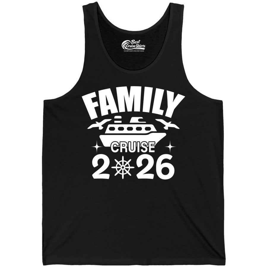 Family Cruise 2026 Shirt - Matching Cruise Vacation Shirt for Families (Tank Top) in Black - Family Cruise 2026 Matching Nautical Ship Shirt for Group Trips