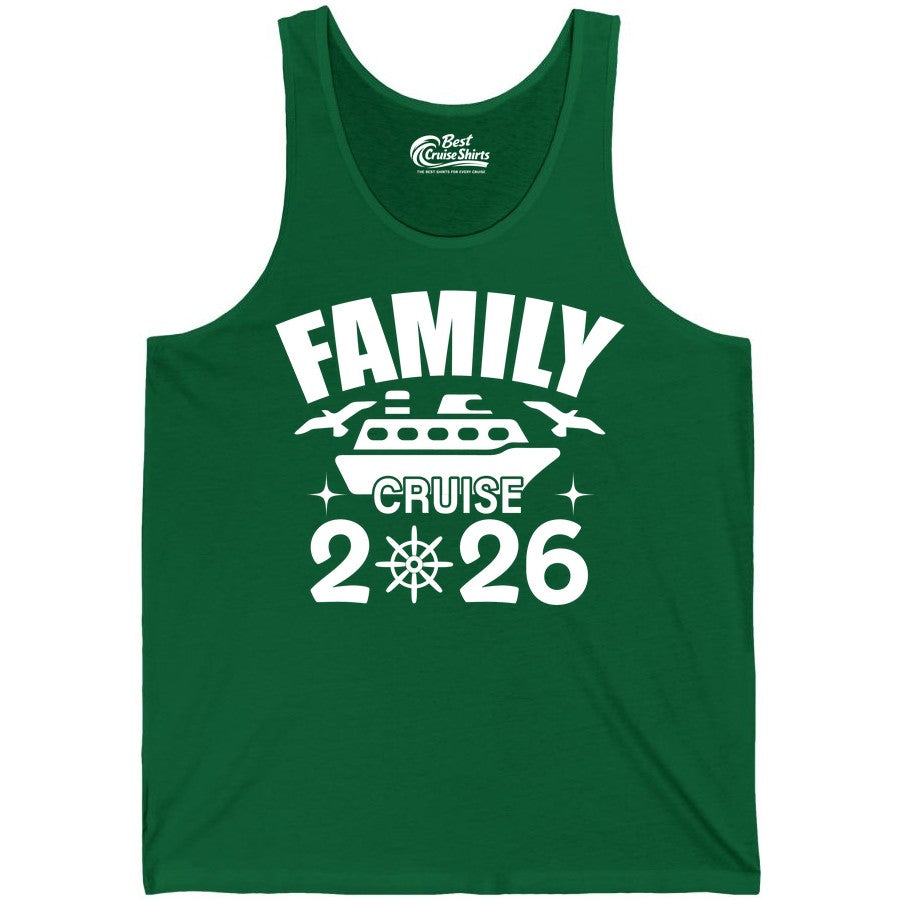 Family Cruise 2026 Shirt - Matching Cruise Vacation Shirt for Families (Tank Top) in Kelly - Family Cruise 2026 Matching Nautical Ship Shirt for Group Trips