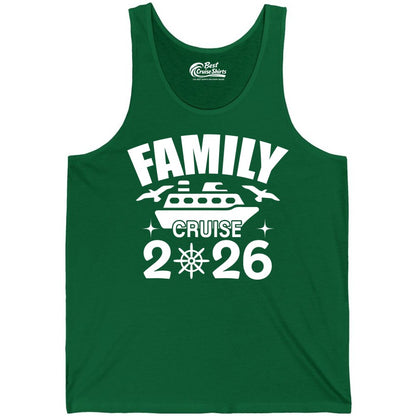 Family Cruise 2026 Shirt - Matching Cruise Vacation Shirt for Families (Tank Top) in Kelly - Family Cruise 2026 Matching Nautical Ship Shirt for Group Trips