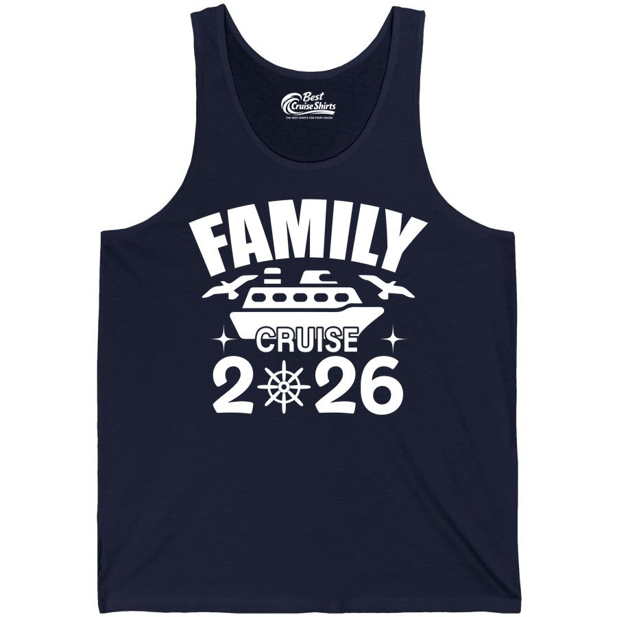 Family Cruise 2026 Shirt - Matching Cruise Vacation Shirt for Families (Tank Top) in Navy - Family Cruise 2026 Matching Nautical Ship Shirt for Group Trips