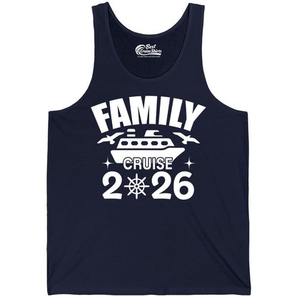 Family Cruise 2026 Shirt - Matching Cruise Vacation Shirt for Families (Tank Top) in Navy - Family Cruise 2026 Matching Nautical Ship Shirt for Group Trips