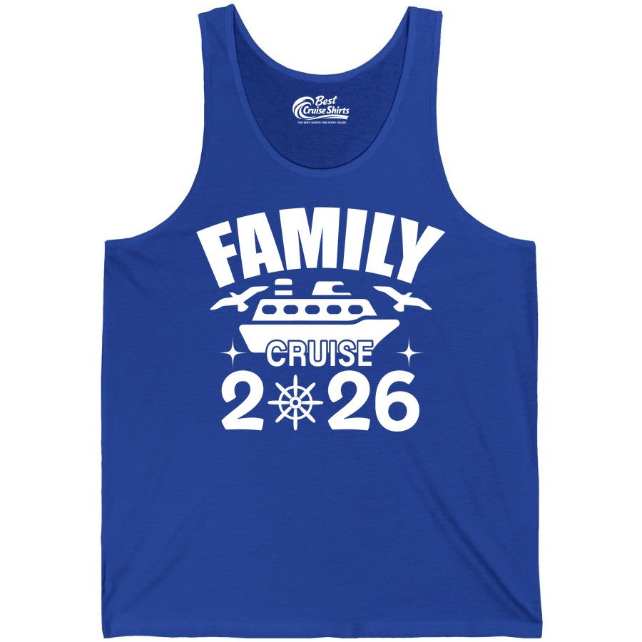 Family Cruise 2026 Shirt - Matching Cruise Vacation Shirt for Families (Tank Top) in True Royal - Family Cruise 2026 Matching Nautical Ship Shirt for Group Trips