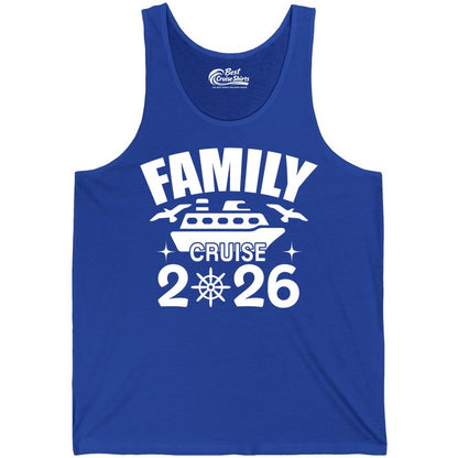Family Cruise 2026 Shirt - Matching Cruise Vacation Shirt for Families (Tank Top) in True Royal - Family Cruise 2026 Matching Nautical Ship Shirt for Group Trips
