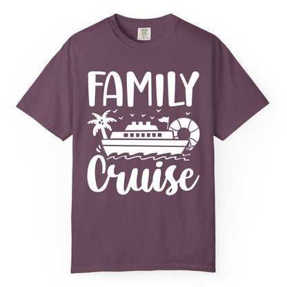 Family Cruise Shirt - Matching Cruise Vacation Tee for Families (Comfort Color) in Berry - Family Cruise Shirt - Tropical Palm and Cruise Ship Vacation Design