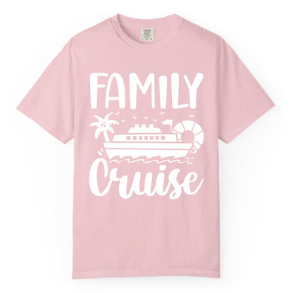Family Cruise Shirt - Matching Cruise Vacation Tee for Families (Comfort Color) in Blossom - Family Cruise Shirt - Tropical Palm and Cruise Ship Vacation Design