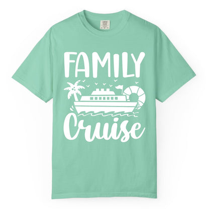 Family Cruise Shirt - Matching Cruise Vacation Tee for Families (Comfort Color) in Island Reef - Family Cruise Shirt - Tropical Palm and Cruise Ship Vacation Design