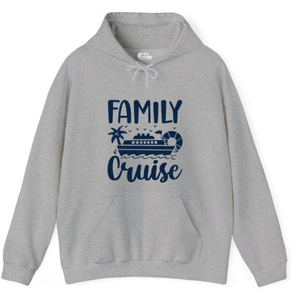 Family Cruise Shirt - Matching Cruise Vacation Tee for Families (Hoodie) in Sport Grey - Family Cruise Shirt - Tropical Palm and Cruise Ship Vacation Design