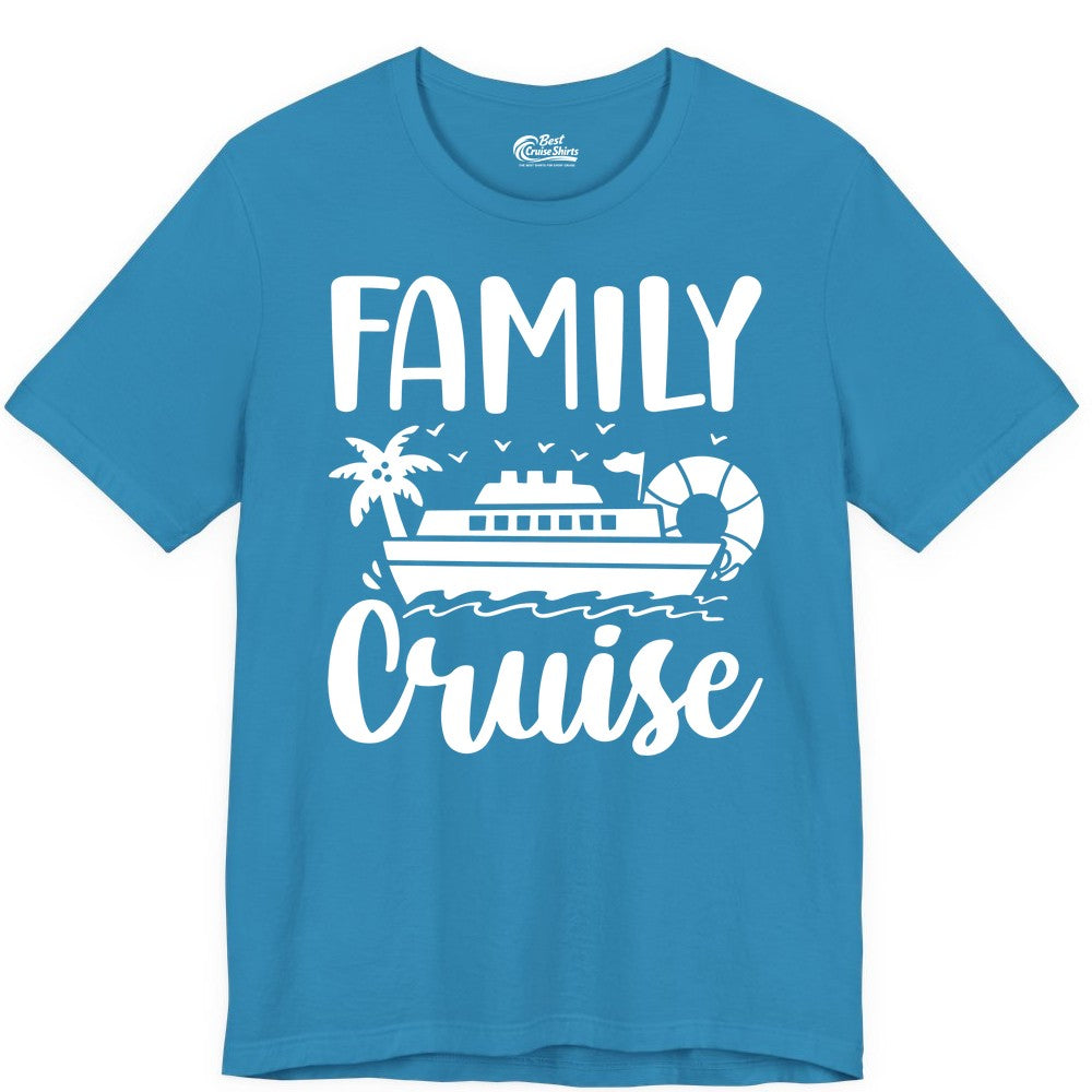 Family Cruise Shirt - Matching Cruise Vacation Tee for Families (Premium Tee) in Aqua - Family Cruise Shirt - Tropical Palm and Cruise Ship Vacation Design