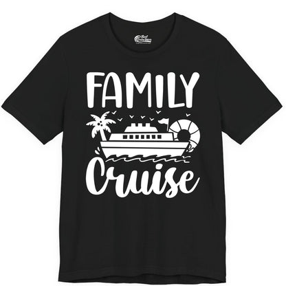 Family Cruise Shirt - Matching Cruise Vacation Tee for Families (Premium Tee) in Black - Family Cruise Shirt - Tropical Palm and Cruise Ship Vacation Design