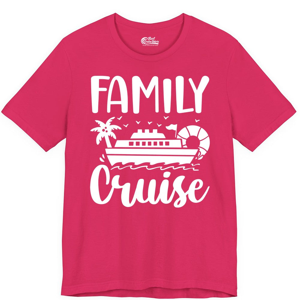Family Cruise Shirt - Matching Cruise Vacation Tee for Families (Premium Tee) in Fuchsia - Family Cruise Shirt - Tropical Palm and Cruise Ship Vacation Design