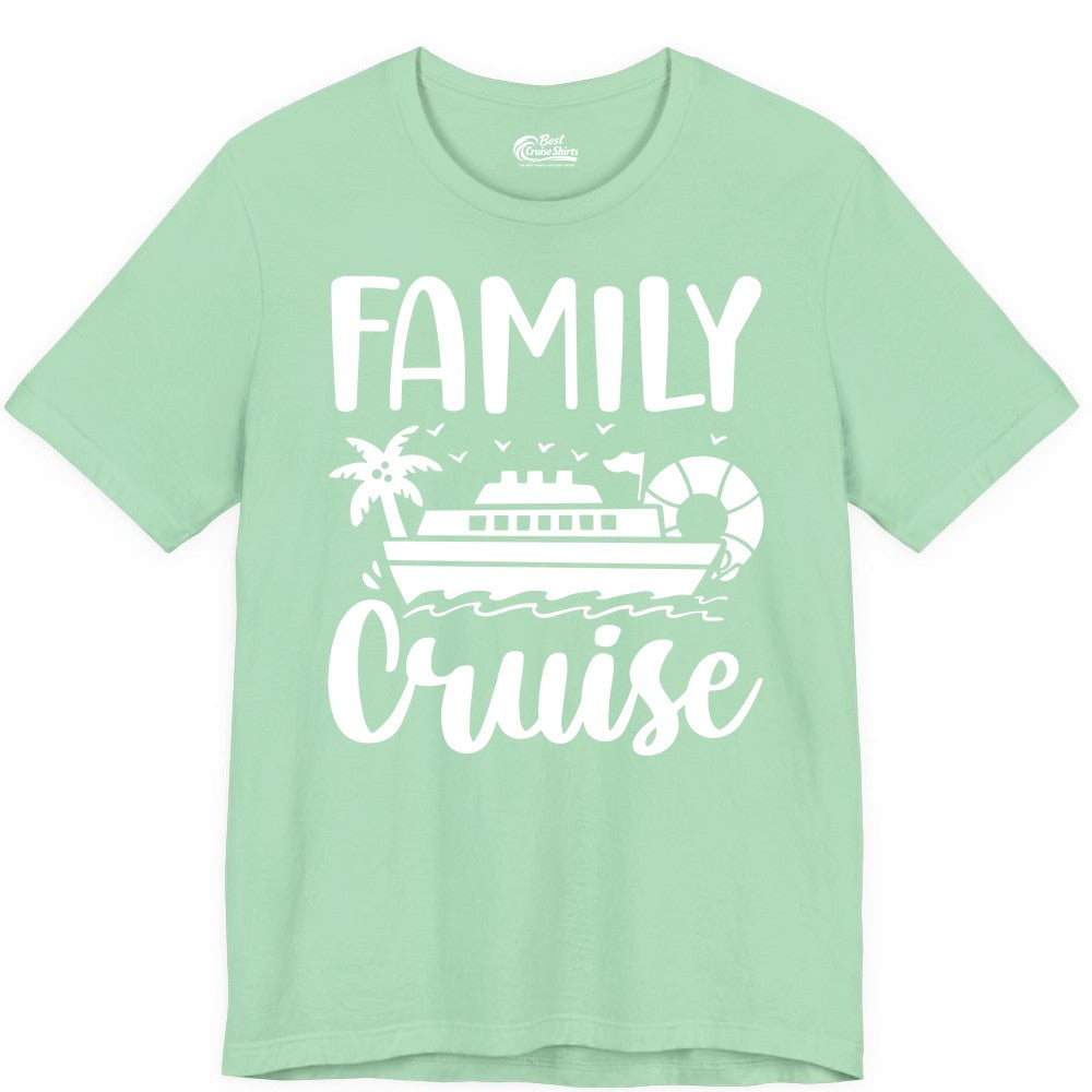 Family Cruise Shirt - Matching Cruise Vacation Tee for Families (Premium Tee) in Mint - Family Cruise Shirt - Tropical Palm and Cruise Ship Vacation Design