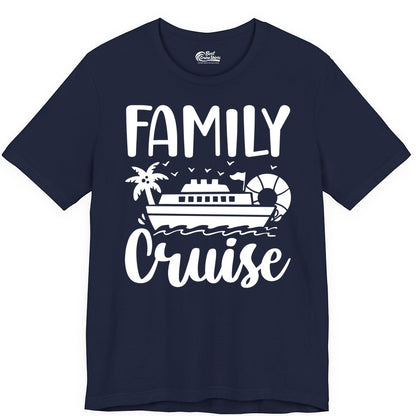 Family Cruise Shirt - Matching Cruise Vacation Tee for Families (Premium Tee) in Navy - Family Cruise Shirt - Tropical Palm and Cruise Ship Vacation Design