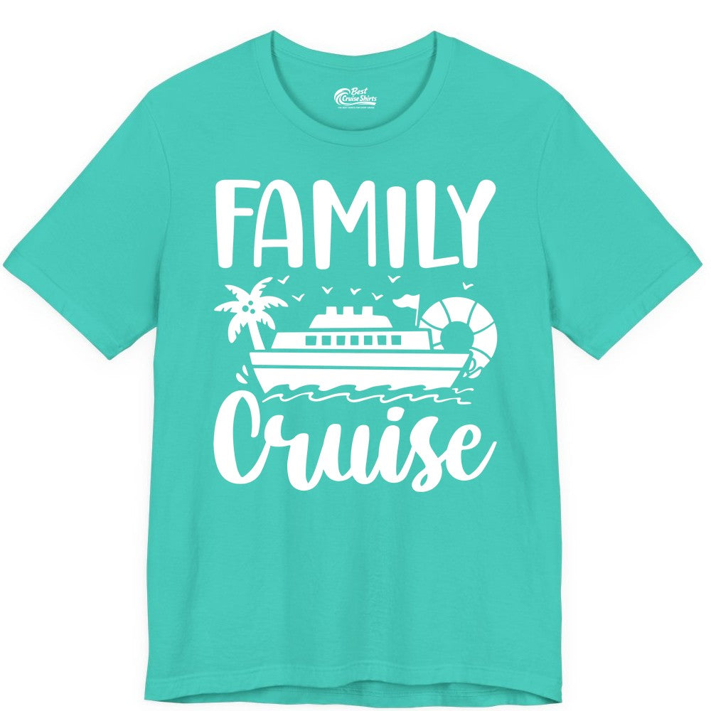 Family Cruise Shirt - Matching Cruise Vacation Tee for Families (Premium Tee) in Teal - Family Cruise Shirt - Tropical Palm and Cruise Ship Vacation Design