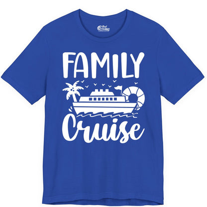 Family Cruise Shirt - Matching Cruise Vacation Tee for Families (Premium Tee) in True Royal - Family Cruise Shirt - Tropical Palm and Cruise Ship Vacation Design