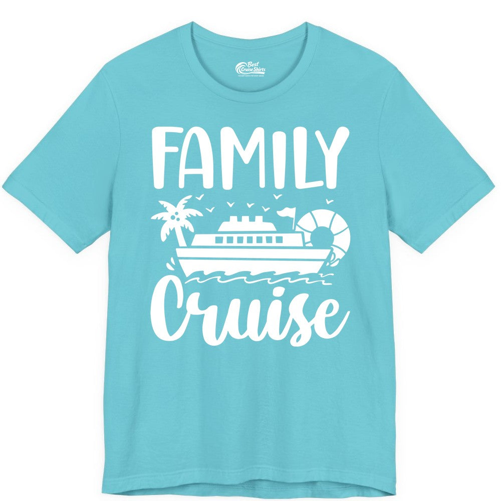 Family Cruise Shirt - Matching Cruise Vacation Tee for Families (Premium Tee) in Turquoise - Family Cruise Shirt - Tropical Palm and Cruise Ship Vacation Design
