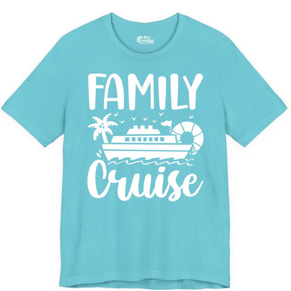 Family Cruise Shirt - Matching Cruise Vacation Tee for Families (Premium Tee) in Turquoise - Family Cruise Shirt - Tropical Palm and Cruise Ship Vacation Design
