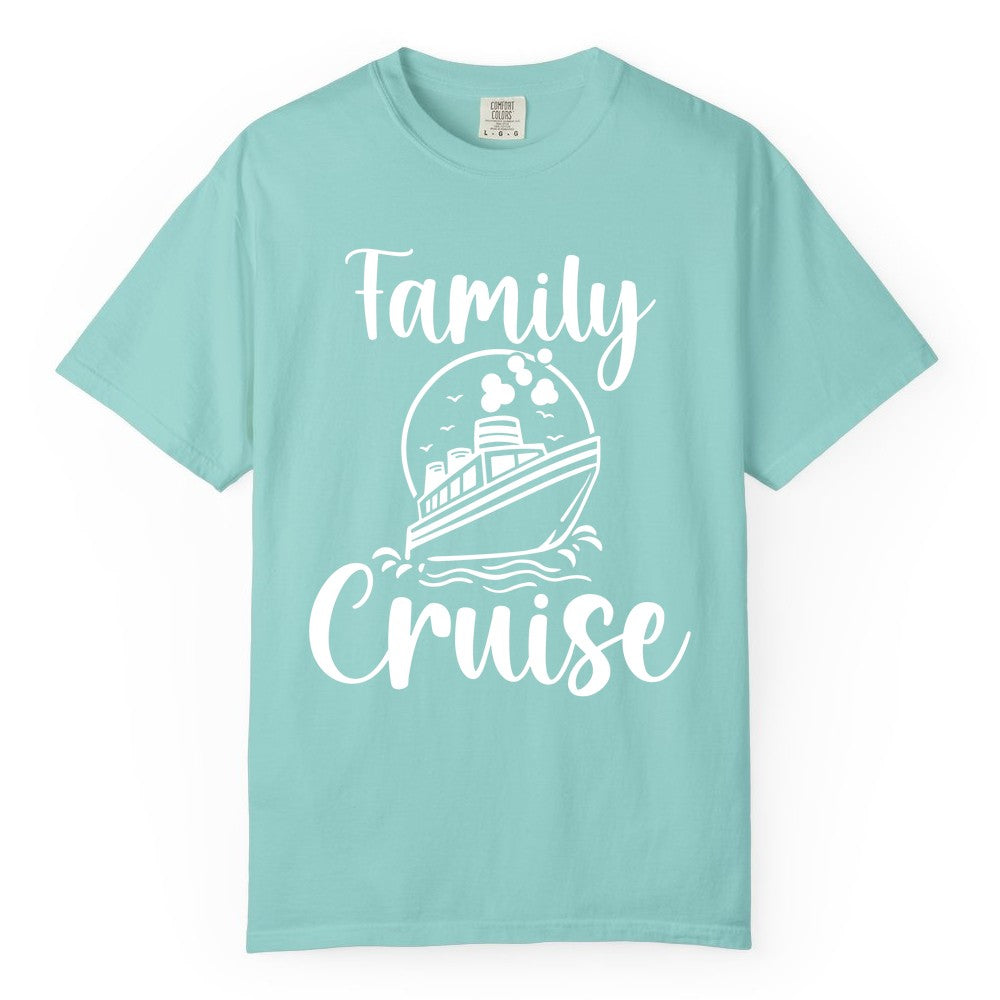 Family Cruise Shirt - Fun Group Cruise Shirt for Vacation Trips (Comfort Color) in Chalky Mint - Family Cruise Shirt - Playful Nautical Ship Graphic Group Cruise Tee