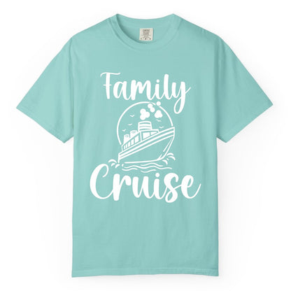 Family Cruise Shirt - Fun Group Cruise Shirt for Vacation Trips (Comfort Color) in Chalky Mint - Family Cruise Shirt - Playful Nautical Ship Graphic Group Cruise Tee