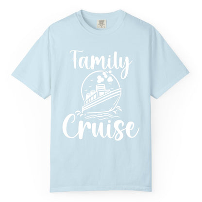 Family Cruise Shirt - Fun Group Cruise Shirt for Vacation Trips (Comfort Color) in Chambray - Family Cruise Shirt - Playful Nautical Ship Graphic Group Cruise Tee