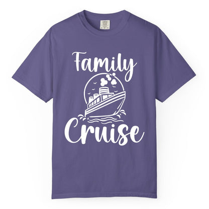 Family Cruise Shirt - Fun Group Cruise Shirt for Vacation Trips (Comfort Color) in Grape - Family Cruise Shirt - Playful Nautical Ship Graphic Group Cruise Tee