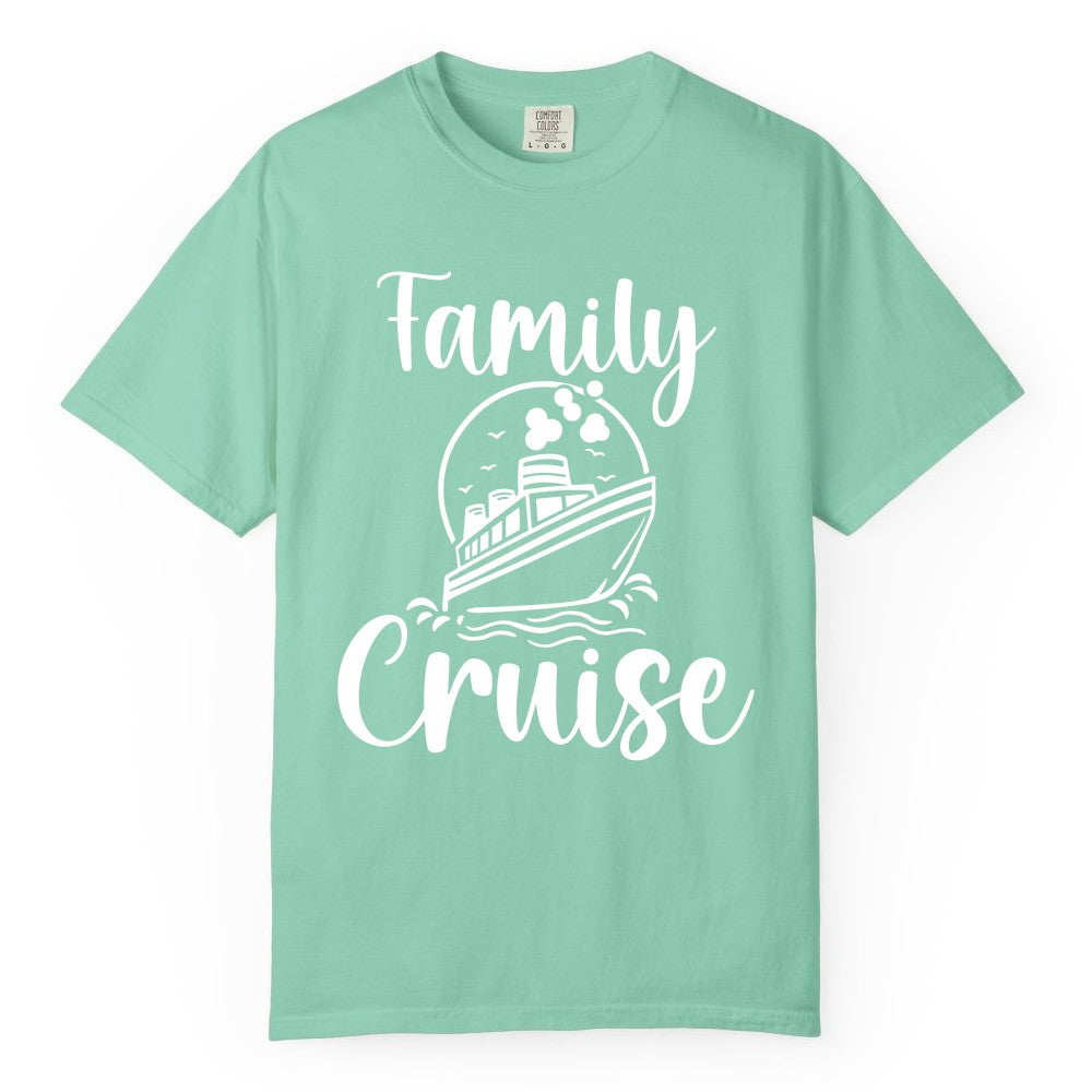 Family Cruise Shirt - Fun Group Cruise Shirt for Vacation Trips (Comfort Color) in Island Reef - Family Cruise Shirt - Playful Nautical Ship Graphic Group Cruise Tee
