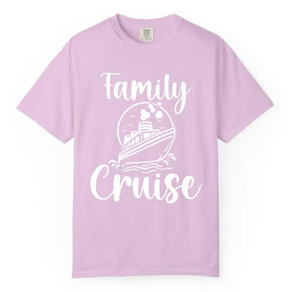 Family Cruise Shirt - Fun Group Cruise Shirt for Vacation Trips (Comfort Color) in Orchid - Family Cruise Shirt - Playful Nautical Ship Graphic Group Cruise Tee