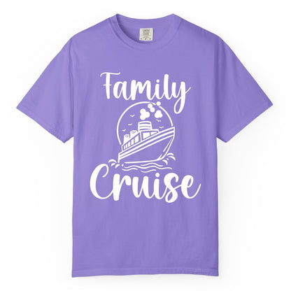 Family Cruise Shirt - Fun Group Cruise Shirt for Vacation Trips (Comfort Color) in Violet - Family Cruise Shirt - Playful Nautical Ship Graphic Group Cruise Tee