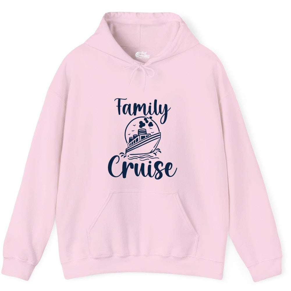 Family Cruise Shirt - Fun Group Cruise Shirt for Vacation Trips (Hoodie) in Light Pink - Family Cruise Shirt - Playful Nautical Ship Graphic Group Cruise Tee