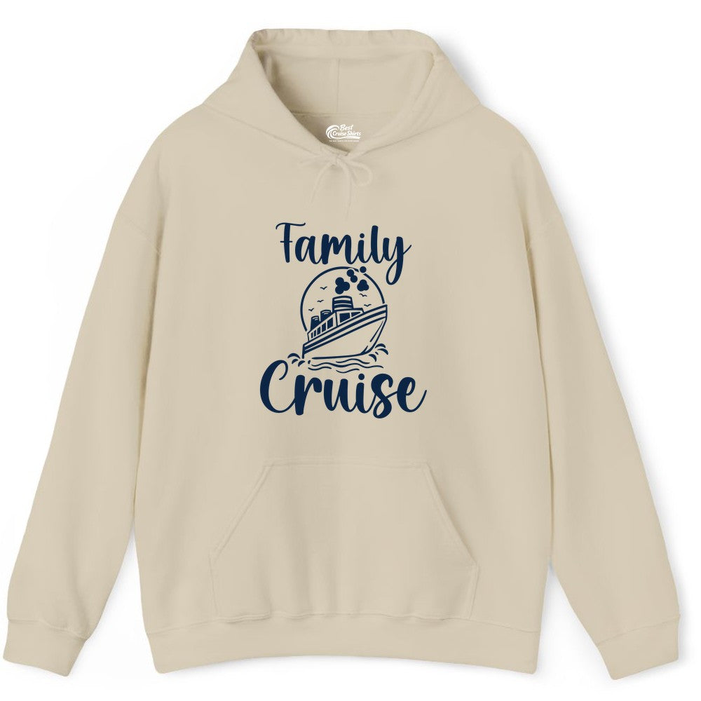 Family Cruise Shirt - Fun Group Cruise Shirt for Vacation Trips (Hoodie) in Sand - Family Cruise Shirt - Playful Nautical Ship Graphic Group Cruise Tee