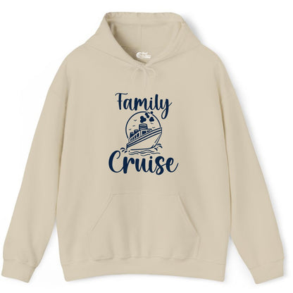 Family Cruise Shirt - Fun Group Cruise Shirt for Vacation Trips (Hoodie) in Sand - Family Cruise Shirt - Playful Nautical Ship Graphic Group Cruise Tee