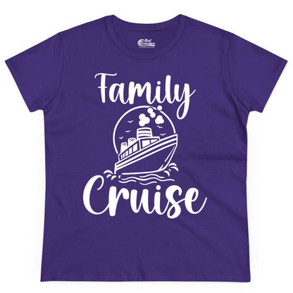 Family Cruise Shirt - Fun Group Cruise Shirt for Vacation Trips (Ladies Tee) in Purple - Family Cruise Shirt - Playful Nautical Ship Graphic Group Cruise Tee
