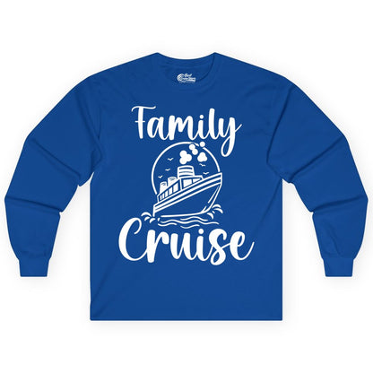 Family Cruise Shirt - Fun Group Cruise Shirt for Vacation Trips (Long Sleeve) in Royal - Family Cruise Shirt - Playful Nautical Ship Graphic Group Cruise Tee