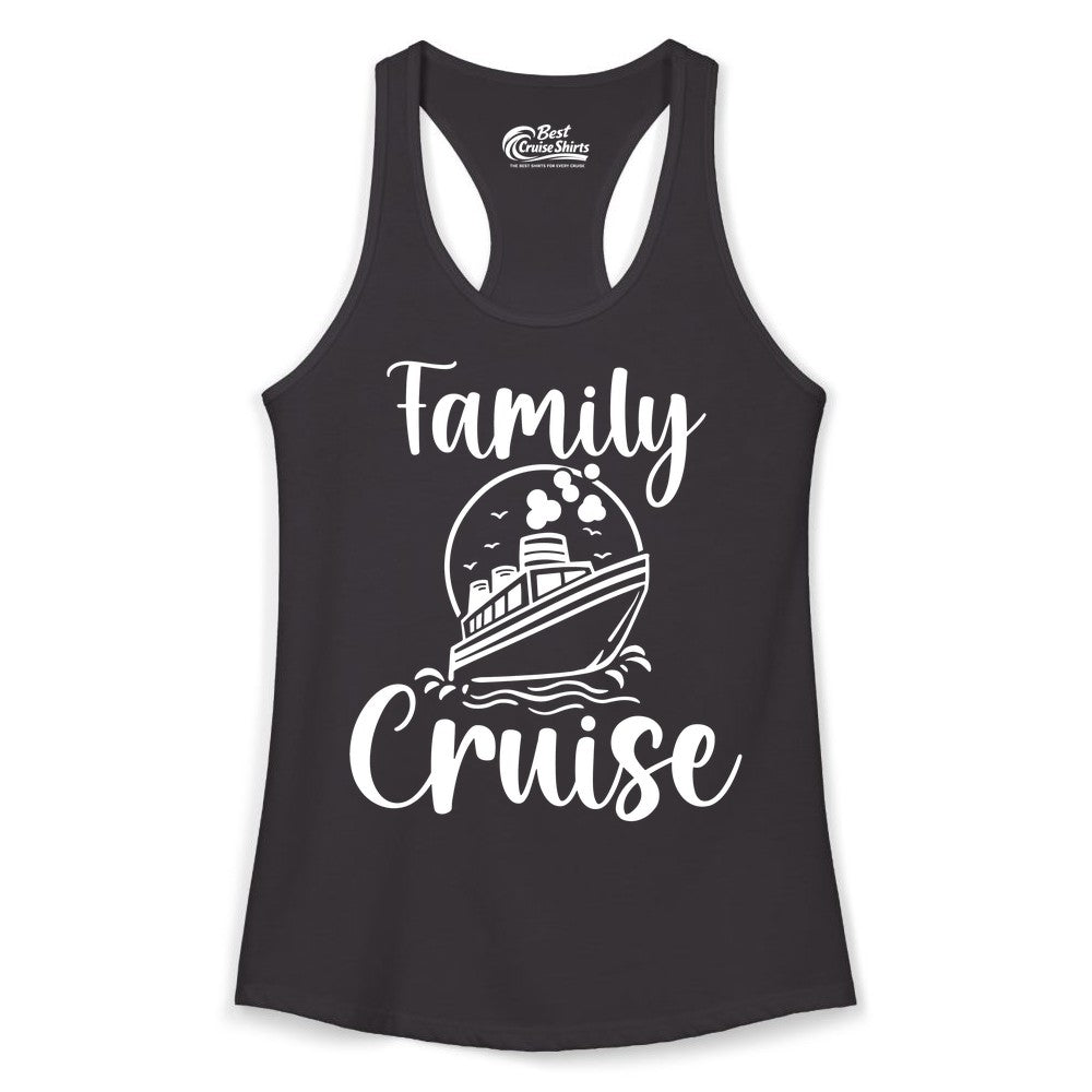 Family Cruise Shirt - Fun Group Cruise Shirt for Vacation Trips (Ladies Tank) in Black - Family Cruise Shirt - Playful Nautical Ship Graphic Group Cruise Tee