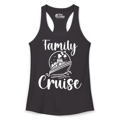 Family Cruise Shirt - Fun Group Cruise Shirt for Vacation Trips (Ladies Tank) in Black - Family Cruise Shirt - Playful Nautical Ship Graphic Group Cruise Tee